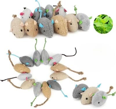 Inspire Essentials Rattle Cat Mouse Toys With Catnip Faux Fur Interactive Set Rattle Cat Mouse Toys With Catnip Faux Fur Interactive Set