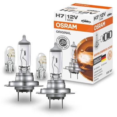 Osram 2x H7 ORIGINAL LINE 12V Faltschachtel + W5W [Hersteller-Nr. 64210] für VW, Porsche, Vauxhall, Alpina, Hyundai, Kia, Audi, Opel, Peugeot, Nissan,