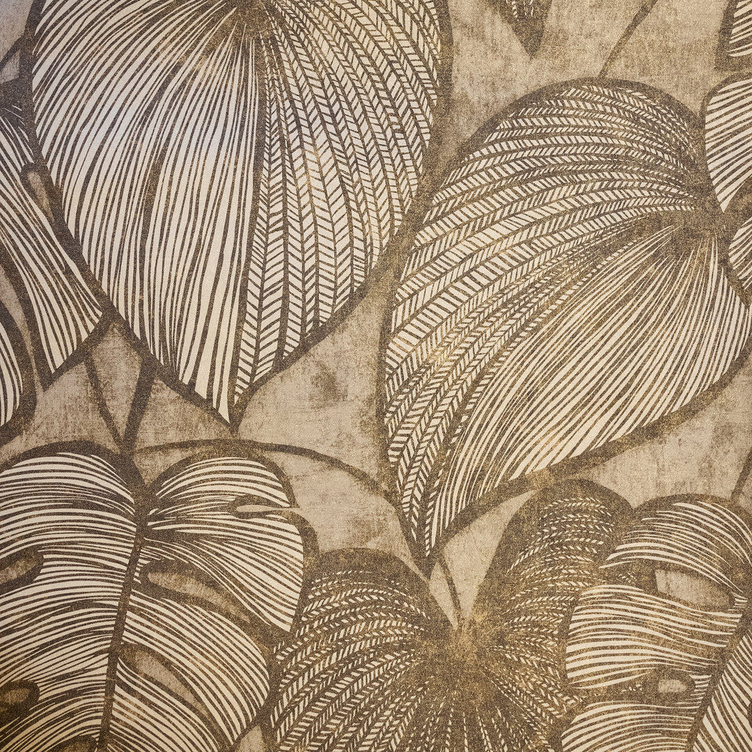 Marlow Home Co. Thaler Large Shimmery Monstera Leaf 8.5m x 70cm Wallpaper Roll Bronze/Brown