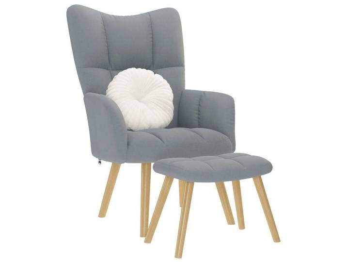 vidaXL Relaxsessel, Relaxsessel mit Hocker Hellgrau Stoff