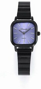 ModernMart Denvosi Square Watch For Women Stainless Steel Minimalist Quartz Fashion Wristwatch black