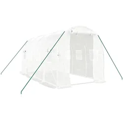 vidaXL Gewächshaus mit Stahlrahmen Weiß 8 m2 4x2x2 m