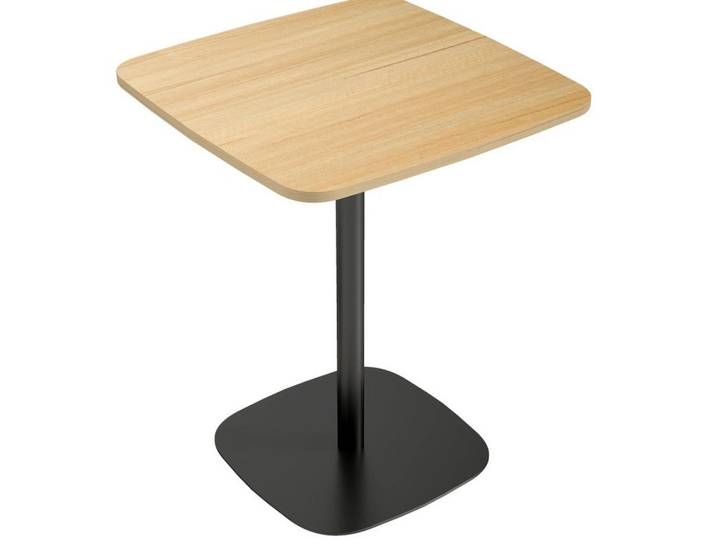 Modfu Esstisch aus Holz 60x60x75 cm Naturholz mit lackierter Oberfläche, abgerundeten Ecken und Stahlbasis, Braun, 60x75x60 cm, Esszimmer, Esstische