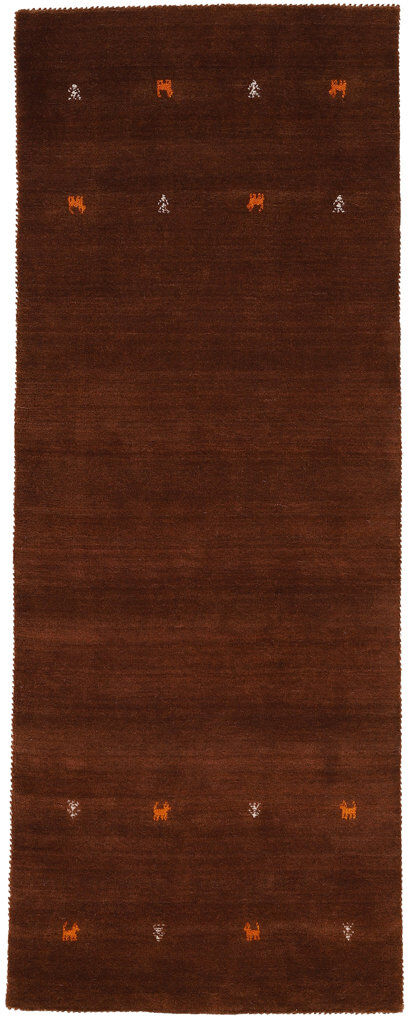 Carpetfine Handwoven Wool Gabbeh Uni Brown Rug Runner 75 x 240cm