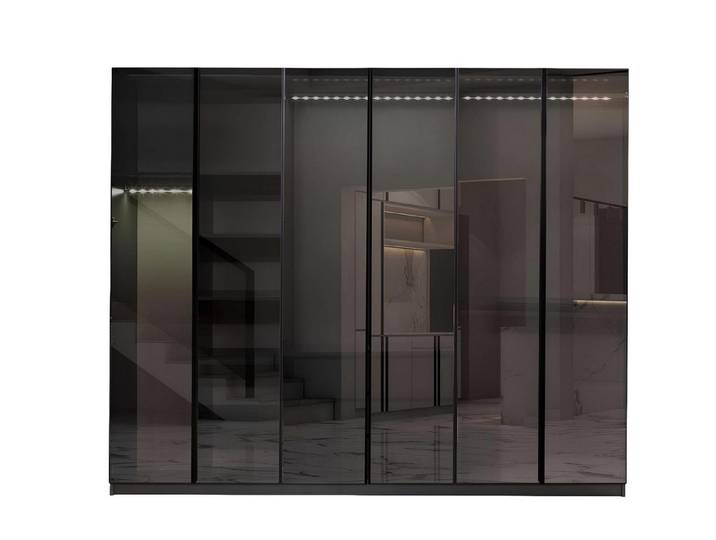 Xlmoebel Kleiderschrank Moderner grauer Kleiderschrank mit eleganter Innenausstattung (Kleiderschrank) Hergestellt in Europa