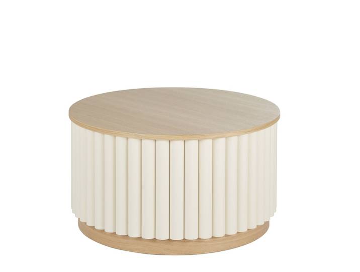 Runder Couchtisch mit ausklappbarer Tischplatte, weiß 80 cm