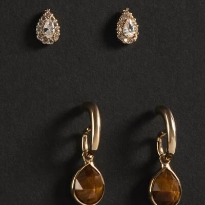 Lucky Brand Beaded Earring And Hoop Set - Women's Ladies Accessories Jewelry Earrings in Gold, Size OneSize