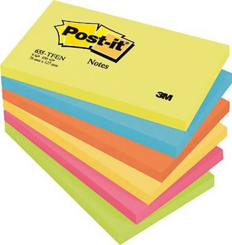 3M Haftnotiz 7000033978 127mm x 76mm Ultragelb, Ultrablau, Neonorange, Ultrapink, Neongrün 600 Blatt
