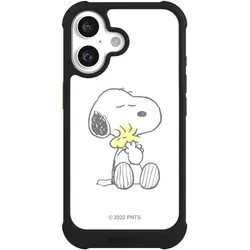 Nivocase Hülle für Apple iPhone 16 Stossfeste Handyhülle NIVOmax Case Schwarz Liebe Peanuts Snoopy (Apple iPhone 16), Smartphone Hülle, Schwarz