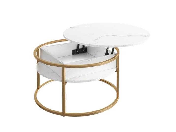 Vicco Couchtisch Marlo, Weiß Marmor, 77 x 77 cm