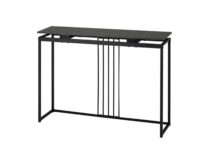 COSTWAY Konsolentisch Marmoroptik, schmal, Metallgestell, schwarz, 120x30x90cm