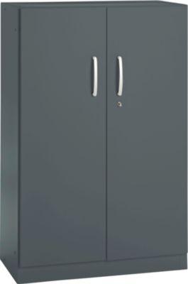 Büroschrank, 3OH, abschließbar, mit aufliegenden Türen, B 800 mm, Basaltgrau