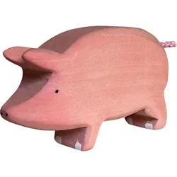 Holztier Schwein - Handgefertigt, nachhaltig mit Bio-Ölen - 10x6x3 cm Holzfigur für Kinder - Fördert Fantasie & Intelligenz - Weihnachtsgeschenk