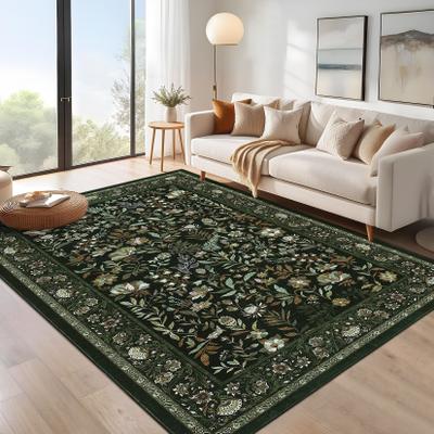 Garvee Washable Vibrant Leaf Floral Area Rug