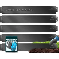 KESSER® Rasenkante Beeteinfassung Beetumrandung 5 bis 50m Beetbegrenzung Rasenbleche Mähkante Metall Palisade Inkl. Handschuhe