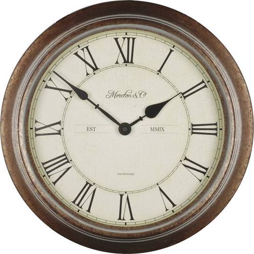 Techno Line WT 7006 Quarz Wanduhr 36cm x 70mm Holz Badezimmer-/Feuchtraum geeignet
