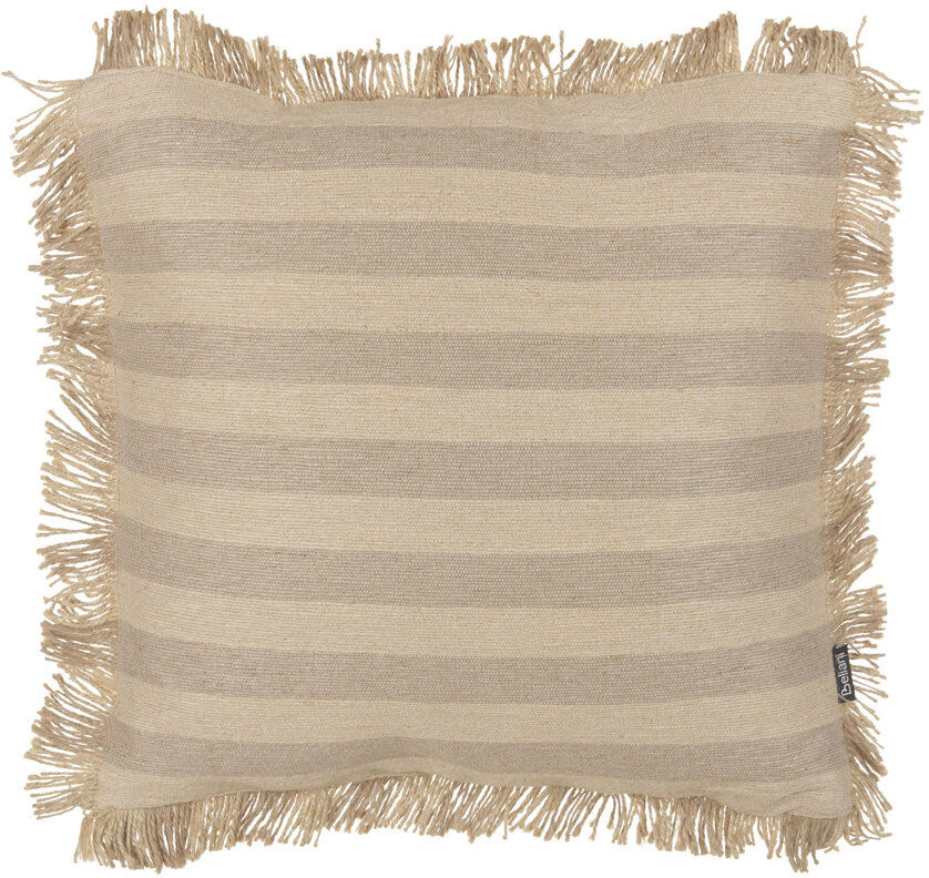 Beliani CIRSIUM Striped Beige Square Throw Cushion Beige 45cm H X 45cm W X 10cm D