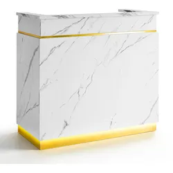 BarberPub Empfangstheke mit 3 Schubladen & 1 Schrank, Empfangstisch mit Beleuchtung, Empfangstresen Abschließbar, Rezeptionstheke Kassentheke für Friseursalon, 55x120x107 cm, R9759