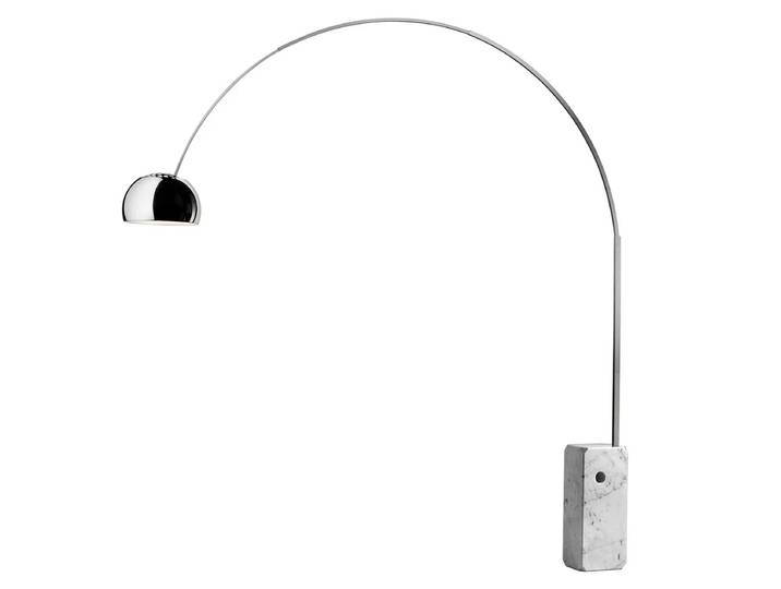 Flos - Arco LED-Stehleuchte, Edelstahl / Marmor weiss