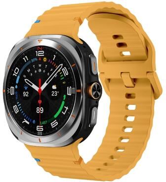 Everyday Crate Kalebol Wave Stitched Samsung Galaxy Watch Ultra Band Soft Silicone Watch Strap For Galaxy Watch Ultra yellow