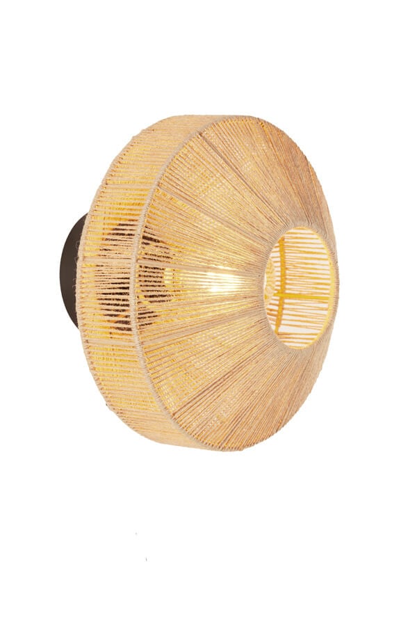 Light & Living Lyra Rotan Wandlamp - Bruin/Zwart - Ø 31 cm