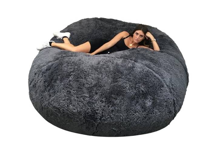 bananair - Sitzsack XXL mit Füllung für Erwachsene - Ultra Weich und Bequem mit Schaumstoff Füllung - Maschinenwaschbarer Bezug - Giant Bean Bag Chair, Sofa, Bed, Couch (200 cm, Grau)