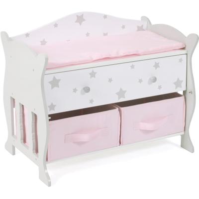 Puppenwickeltisch CHIC2000 "Stars Grey", grau (stars grau), Puppenmöbel, KinderB:32cm H:43cm T:32cm, MDF, Polyester, mit 3 Staufächern, B:32cm H:43cm T:32cm