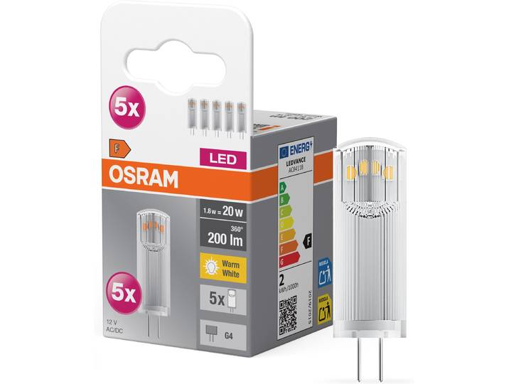 OSRAM LED-Leuchtmittel Star PINLED-Lampe, Klar , Energieeffizienz: F, transparent (mehrfarbig), L:3,6cm Ø:1,3cm, Leuchtmittel, LED-Leuchtmittel