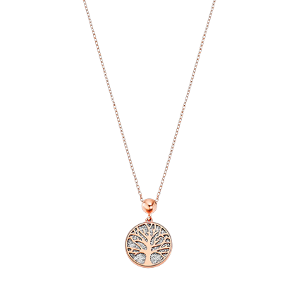 Kette mit Anhänger LOTUS "Essentials - Baum des Lebens", roségoldfarben, Halsketten, Damen, Edelstahl, L: 51