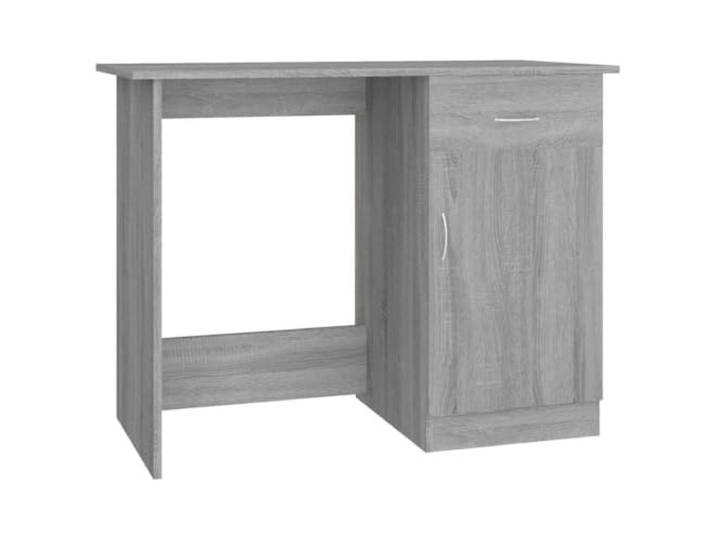 FDSAQOPT Schreibtisch Grau Sonoma 100x50x76 cm Holzwerkstoff Eine Schublade, eine Tür, Stauraum, Konsolentisch, Computertisch, Montageanleitung inklusive, Feuchtigkeitsbeständigkeit,