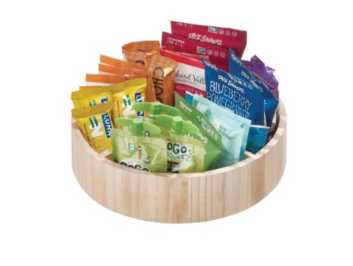 iDesign Lazy Susan Draaitafel 30,5 cm met verwijderbare verdeler, natuurlijk Paulownia-hout, lichtbruin