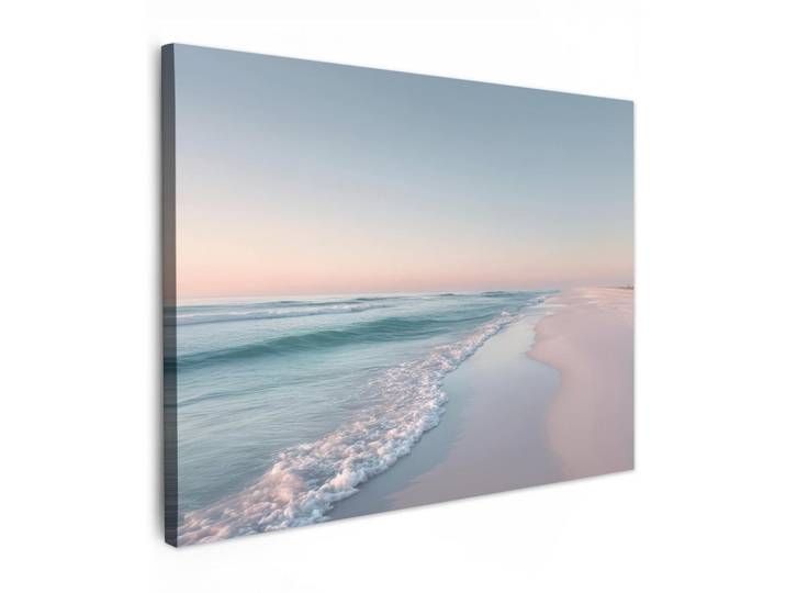 MuchoWow Leinwandbild - Küstenlinie - Pastell - Wasser - 80x60 - Malerei, Pastellblau, Textil, Kiefer, Abstrakt, Rechteckig, 80x60 cm, gerahmt, Bilder & Rahmen, Bilder, Wandbilder