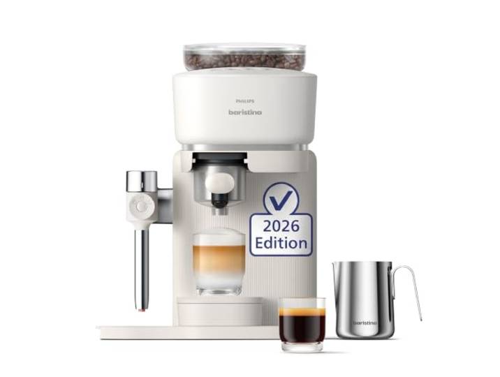 PHILIPS Baristina Latte Kaffeevollautomat, mahlt, brüht & schäumt autom. Espresso & Cappuccino, frische Bohnen, cremiger Milchschaum mit jeder Milch – einfach bedienbar & kompakt (BAR400/00)