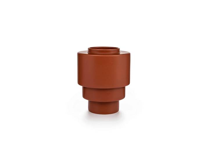 Markslöjd Vase, Rotbraun, Keramik, zylindrisch, 19.5 cm, handgemacht, Dekoration, Vasen, Keramikvasen