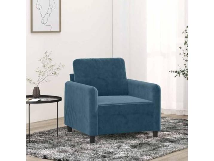 HEFZGDB Blauer Samt Sessel 60 cm Breite mit Metallgestell und Polsterung für Wohnzimmer Komfort Stuhl Entspannung Lesen Fernsehen