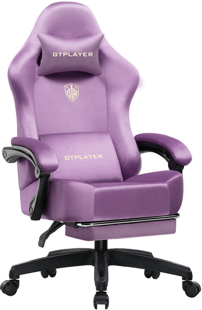 GTPLAYER GAMING CHAIR Adjustable Reclining Ergonomic Swiveling PC & Racing Game Chair Light Purple 125cm H X 53cm W X 54cm D