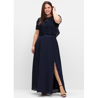 Tunikashirt SHEEGO "Shirttunika", Damen, Gr. 46, blau (marine), 90% Polyester, 10% Elasthan, unifarben, Rundhals, Shirts