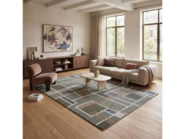 Tapis relief graphique moderne vert 160x230