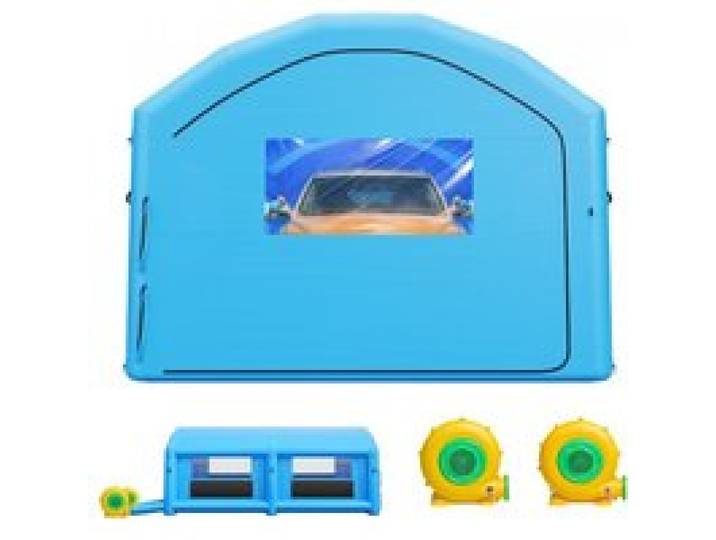 VEVOR Cabine de Peinture Gonflable 8x4,5x3 m Souffleurs de 750 W+950 W Bleu, Tente de Pulvérisation Portable avec Filtre en Coton, Toit Arqué, pour Pickup de Taille Pleine et Petit Bateau à Moteur