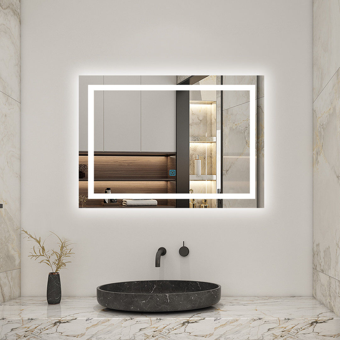 Metro Brezinski Rectangle Wall Vanity Mirror White 60 cm H x 80 cm W