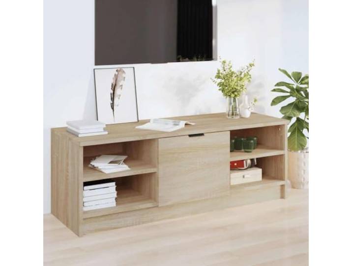 HEFZGDB TV-Schrank Sonoma-Eiche 102x35,5x36,5 cm Holzwerkstoff mit Fach und Ablagen für Multimedia Geräte und Stauraum