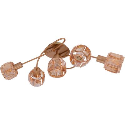 NÄVE LED Deckenleuchte "Josefa", gold (altgoldfarben), 5, H: 21cm, 1 Stk., Leuchten, 5 flammig Deckenleuchte, 5xE14 max.40W, Material: Metall(Eisen) Glas, LED Deckenleuchte