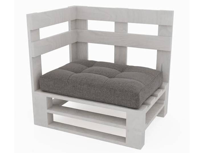 Lermowood Palettenmöbel Mpe Eckbank 60 x 60 cm Weiß Europaletten Indoor und Outdoor Lounge Gartenmöbel Holz Gartenmöbel Set Lounge Möbel Terrasse Balkon Loft Stil Paletten