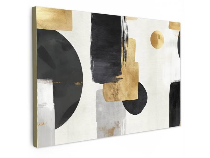 LEINWANDBILD Gold - Rechtecke - Kreise - Abstrakt Gemälde 60x40 cm