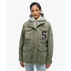 Superdry für Damen. W5011858A Grüne Militär-Parka mit Kapuze (XS), Lässig, Baumwolle