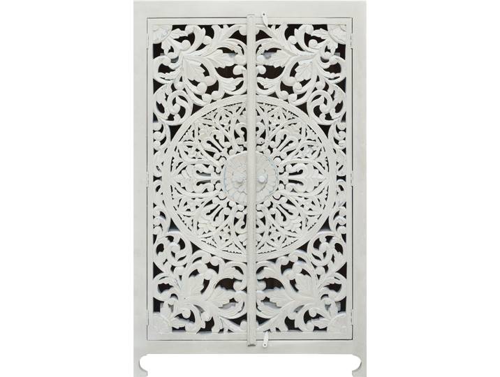 Stauraumschrank GOODPRODUCT Kenmare , beige (naturfarben), B:100cm H:165cm T:40cm, Massivholz, Schränke, Stauraumschrank, Mangoholz, dekorative Schnitzereien, Breite 100 cm