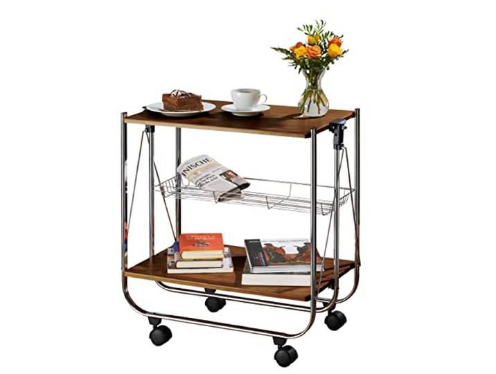 WENKO Desserte Bar Style Vintage\, desserte Roulette Pliante\, 68 x 70 x 40.6 cm\, Marron