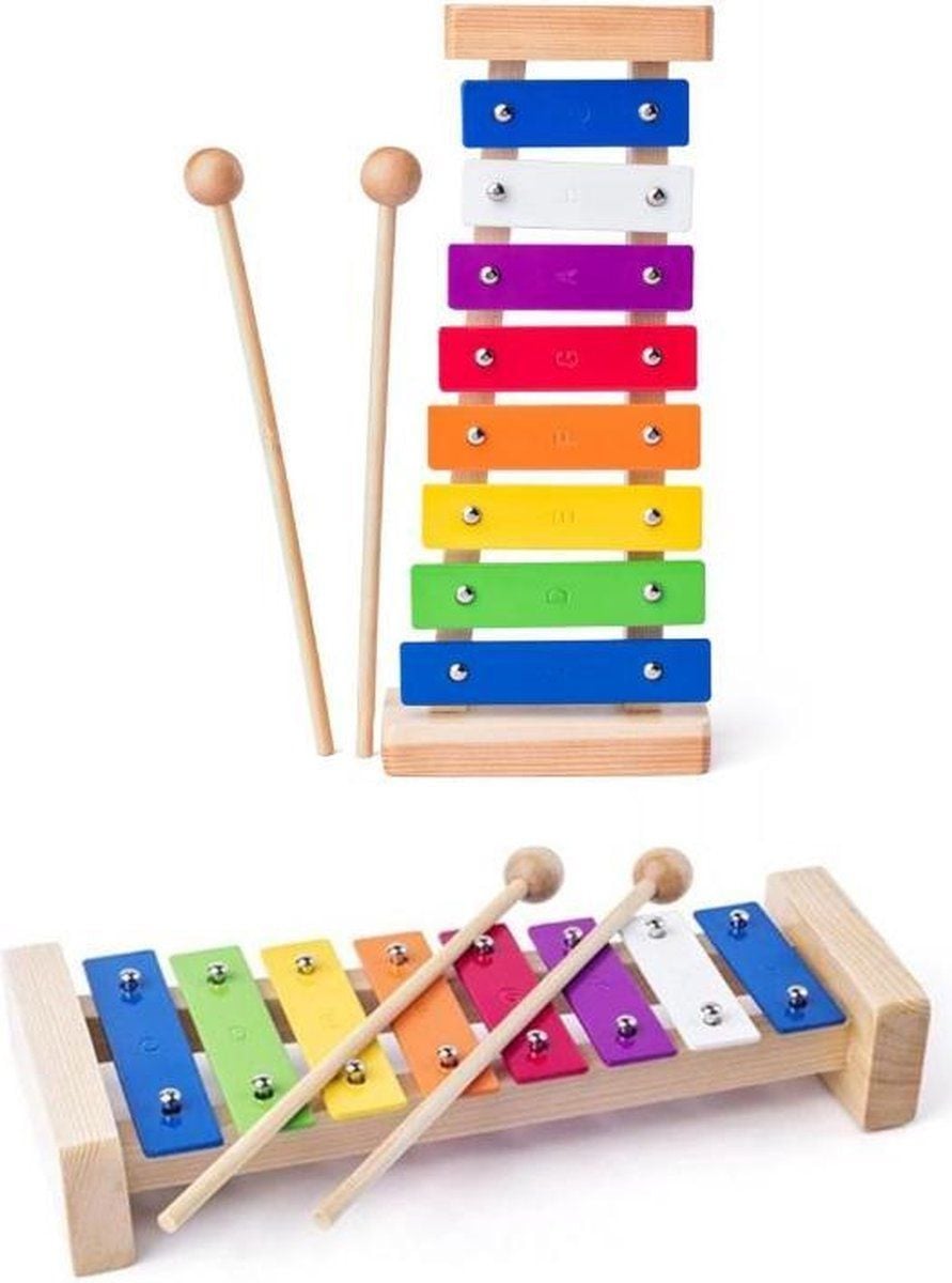 Woody Xylofoon - Gekleurde houten xylofoon inclusief drumsticks