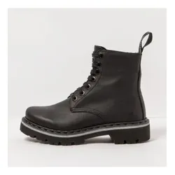 Art für Herren. 111661201003_001 Schwarze Lederstiefeletten (44), Wohnung, 1 bis 3 cm, Schnürsenkel, Lässig