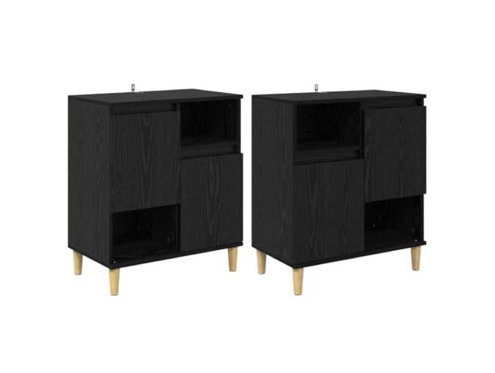 Sideboards 2 Stk. Schwarz Eichen-Optik 60 x 35 x 70 cm Holzwerkstoff, Regale, Türscharniere, geräumige Fächer, Ess- und Wohnbereiche, Küche, Aufbau mit 2 Personen